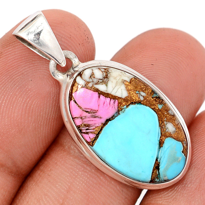 1.3" Cotton Candy Dahlia Turquoise Pendants - CCTP15