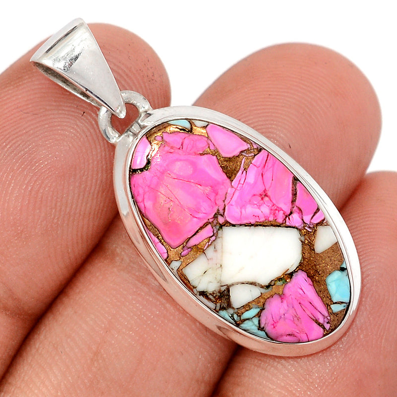 1.5" Cotton Candy Dahlia Turquoise Pendants - CCTP17