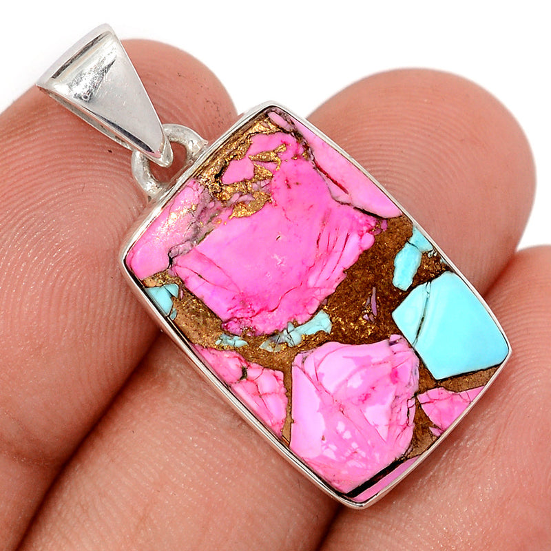 1.3" Cotton Candy Dahlia Turquoise Pendants - CCTP19