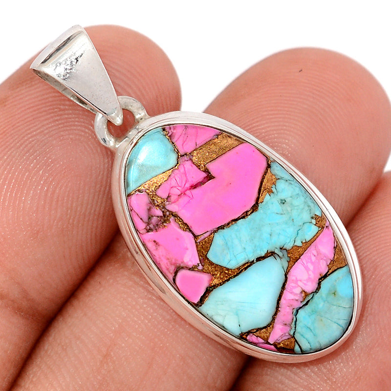 1.5" Cotton Candy Dahlia Turquoise Pendants - CCTP1