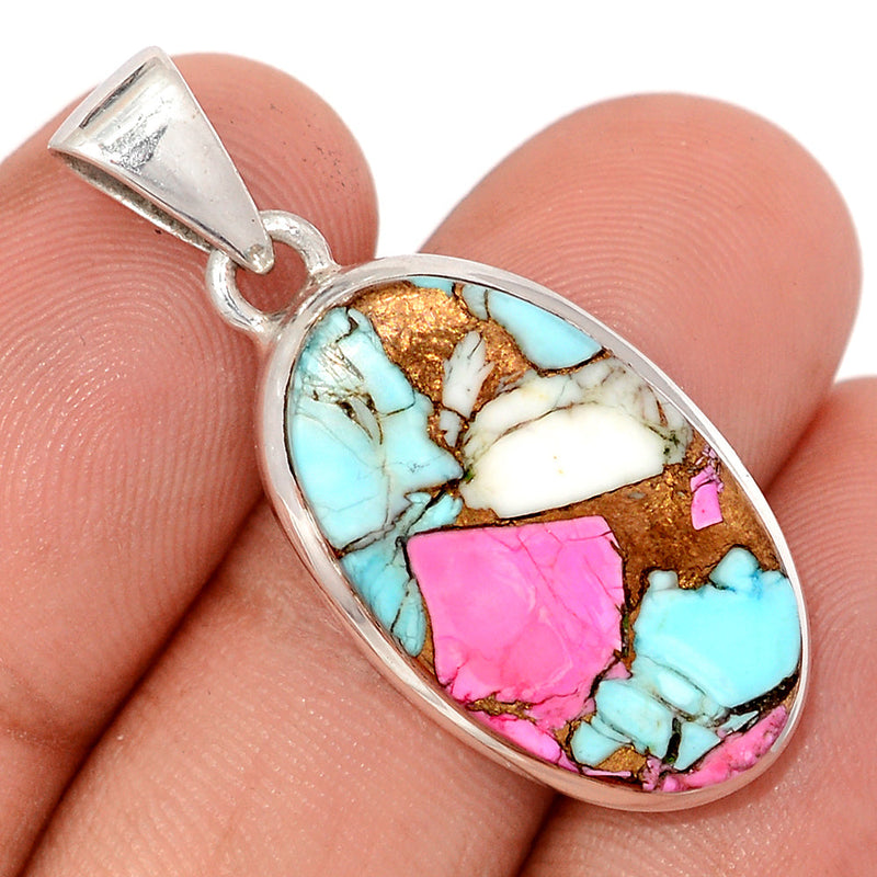 1.5" Cotton Candy Dahlia Turquoise Pendants - CCTP20