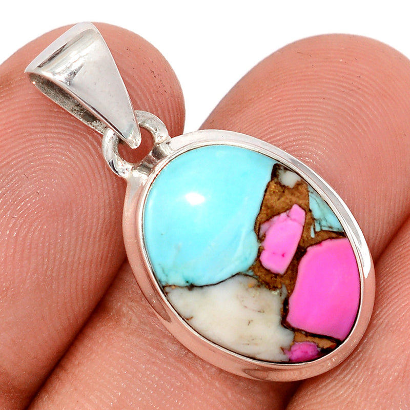 1.2" Cotton Candy Dahlia Turquoise Pendants - CCTP22