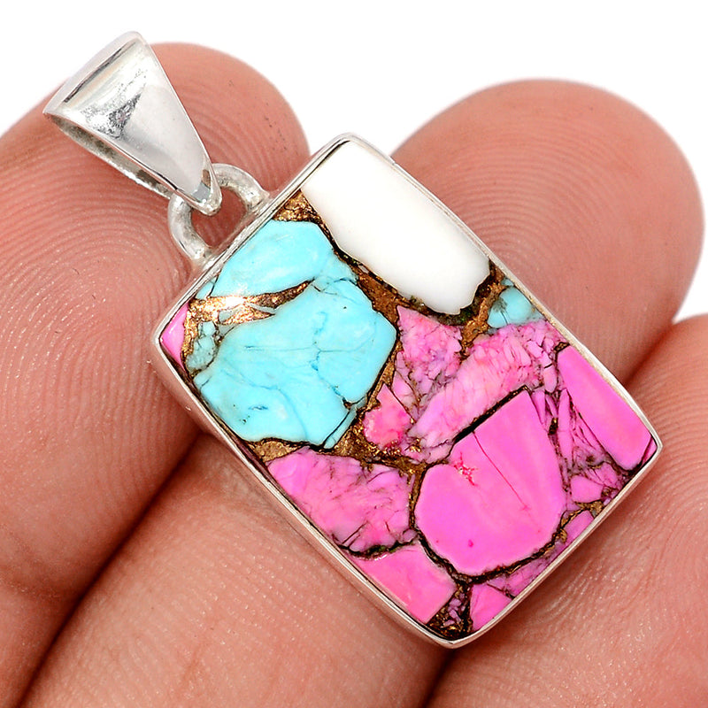 1.2" Cotton Candy Dahlia Turquoise Pendants - CCTP23