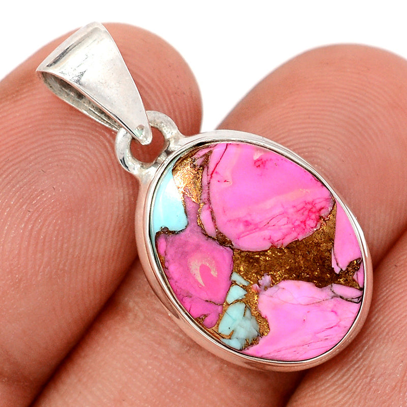 1.1" Cotton Candy Dahlia Turquoise Pendants - CCTP25