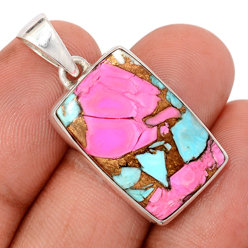 1.3" Cotton Candy Dahlia Turquoise Pendants - CCTP26
