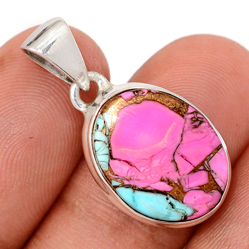 1.1" Cotton Candy Dahlia Turquoise Pendants - CCTP28