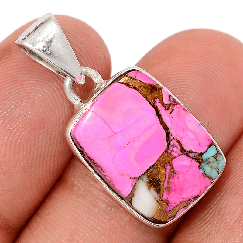 1.1" Cotton Candy Dahlia Turquoise Pendants - CCTP29