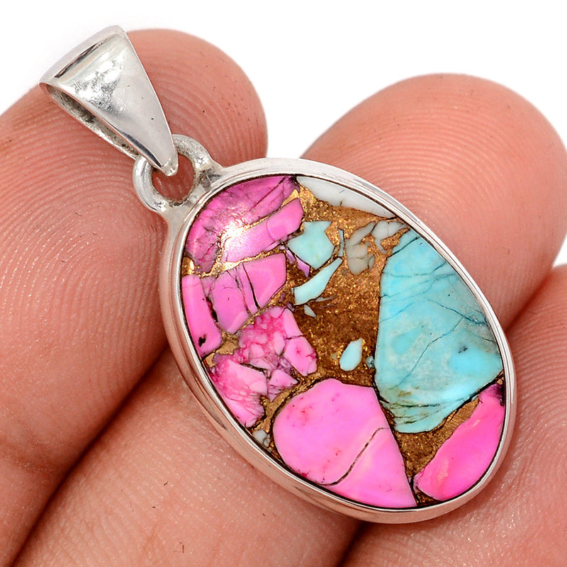 1.3" Cotton Candy Dahlia Turquoise Pendants - CCTP30