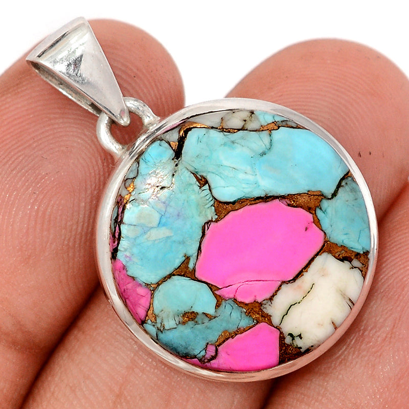 1.3" Cotton Candy Dahlia Turquoise Pendants - CCTP31