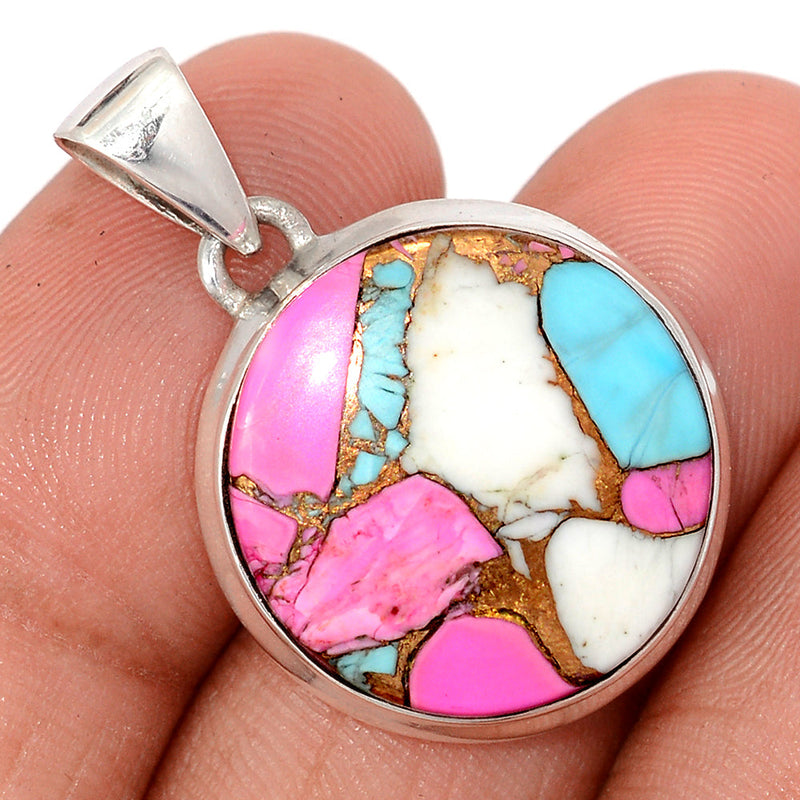 1.2" Cotton Candy Dahlia Turquoise Pendants - CCTP33