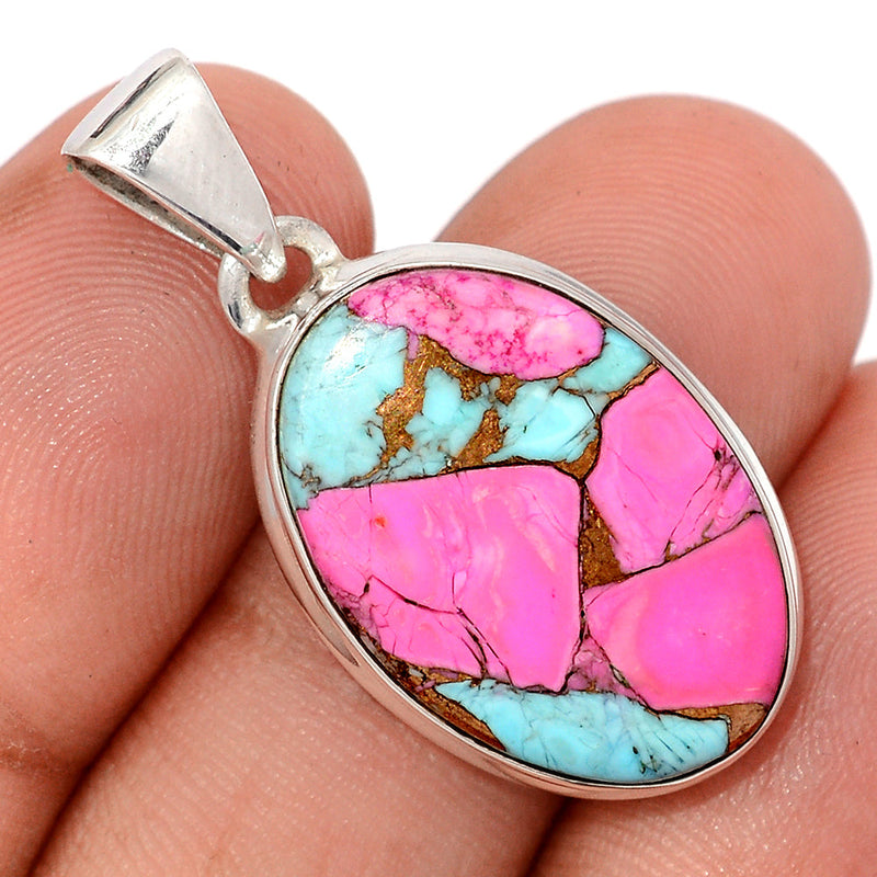 1.3" Cotton Candy Dahlia Turquoise Pendants - CCTP34