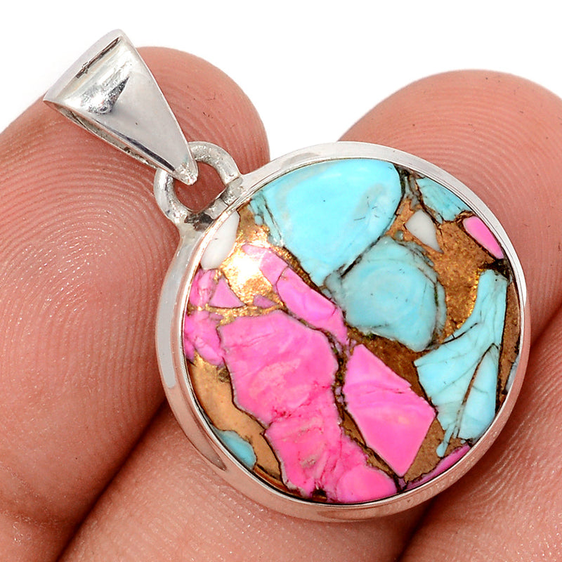 1.2" Cotton Candy Dahlia Turquoise Pendants - CCTP35