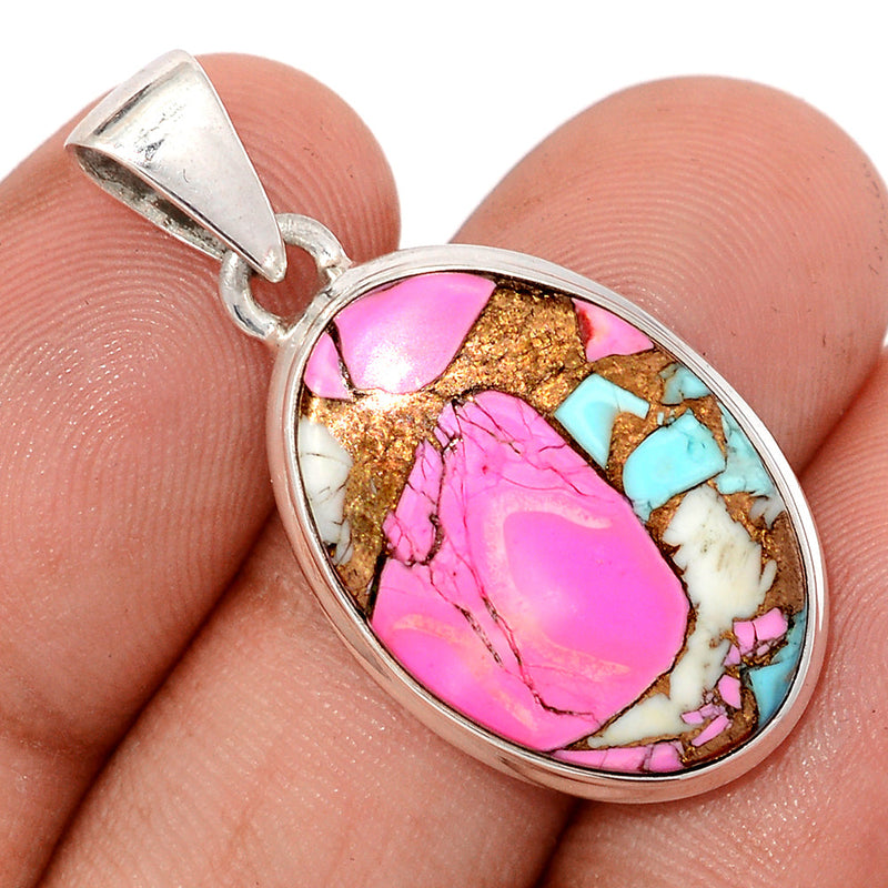 1.3" Cotton Candy Dahlia Turquoise Pendants - CCTP36