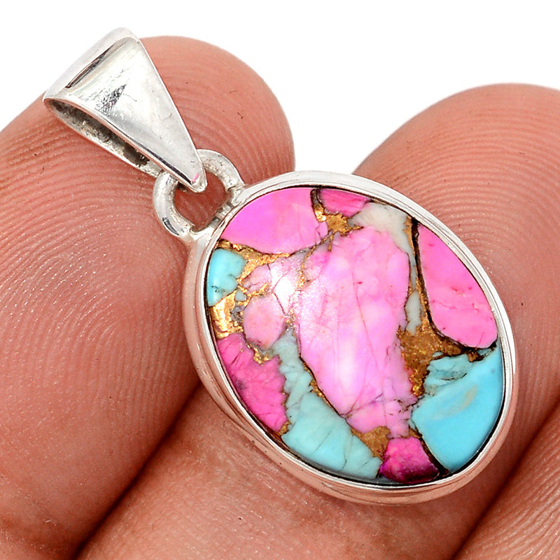 1.1" Cotton Candy Dahlia Turquoise Pendants - CCTP37