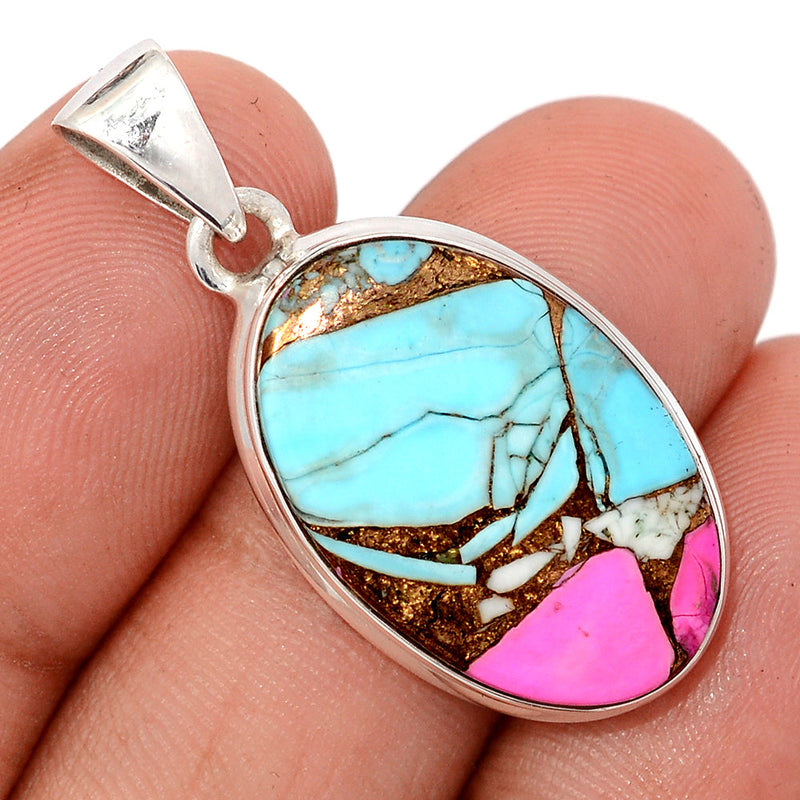 1.5" Cotton Candy Dahlia Turquoise Pendants - CCTP38