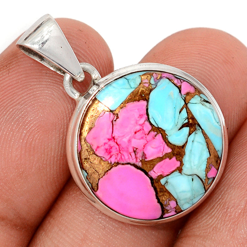 1.2" Cotton Candy Dahlia Turquoise Pendants - CCTP39