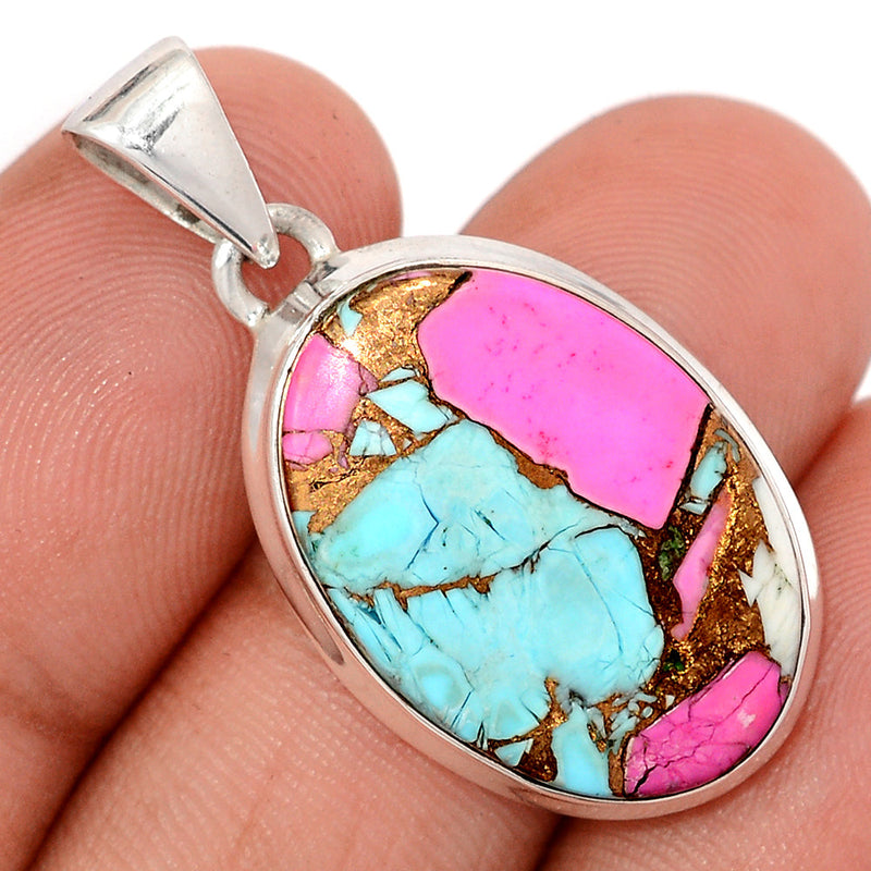 1.3" Cotton Candy Dahlia Turquoise Pendants - CCTP6