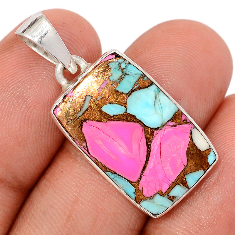 1.3" Cotton Candy Dahlia Turquoise Pendants - CCTP7