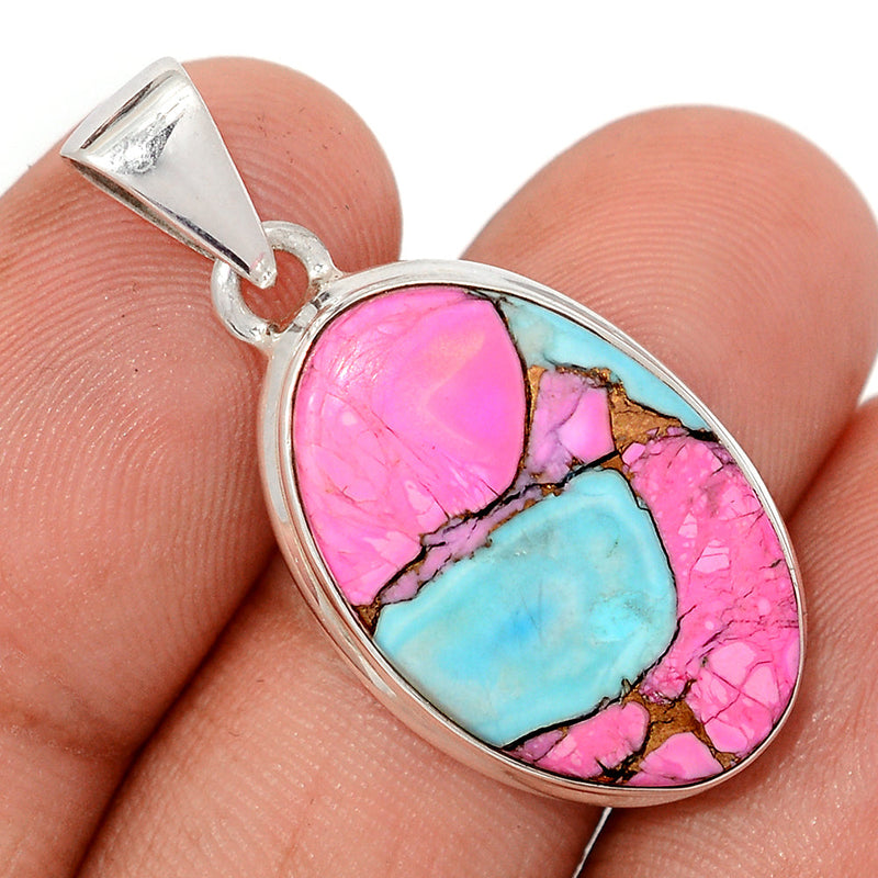 1.3" Cotton Candy Dahlia Turquoise Pendants - CCTP8