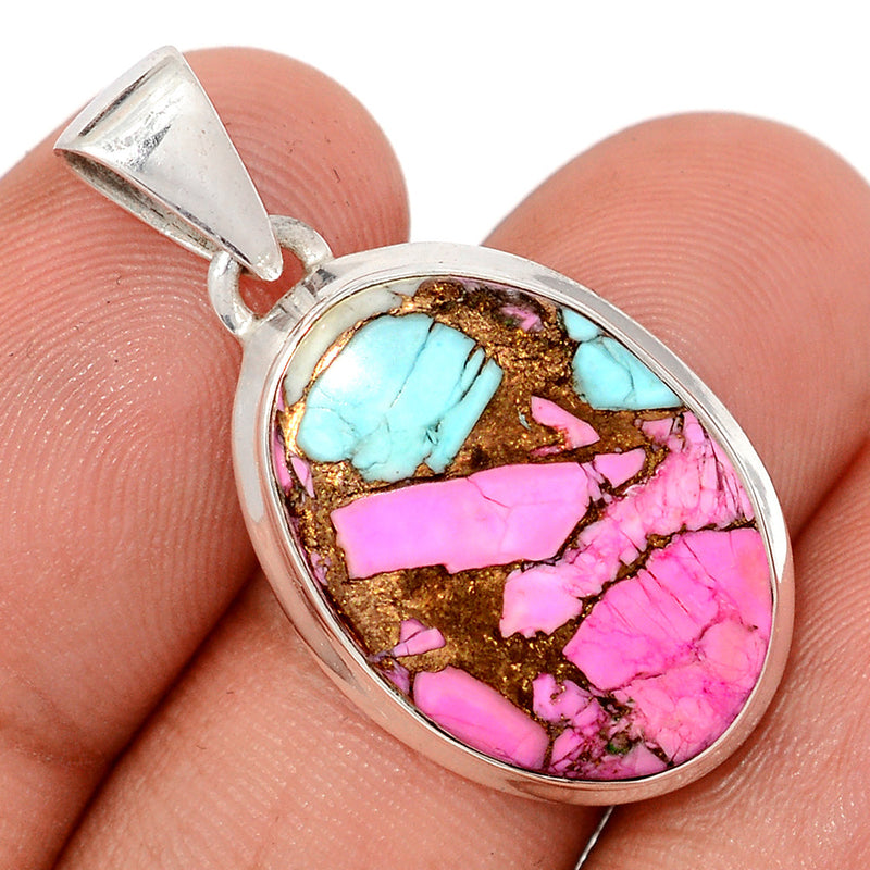 1.3" Cotton Candy Dahlia Turquoise Pendants - CCTP9