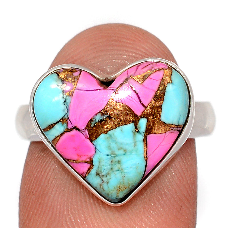Heart - Cotton Candy Dahlia Turquoise Ring - CCTR34