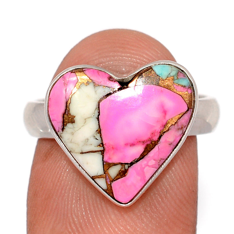 Heart - Cotton Candy Dahlia Turquoise Ring - CCTR50