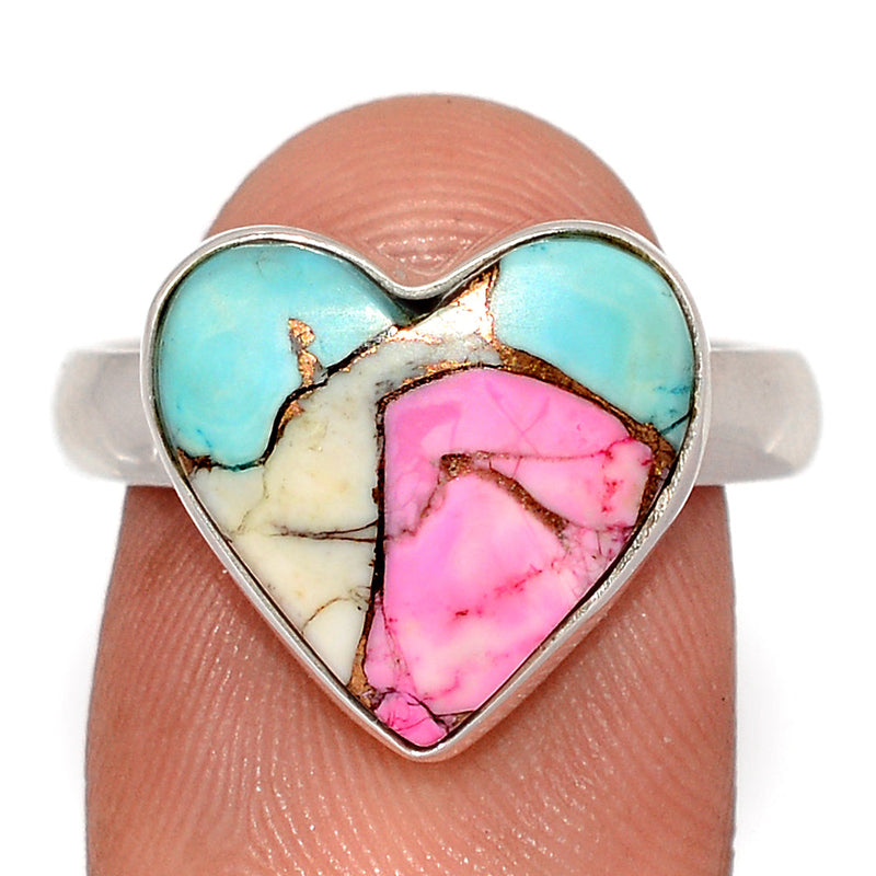 Heart - Cotton Candy Dahlia Turquoise Ring - CCTR60
