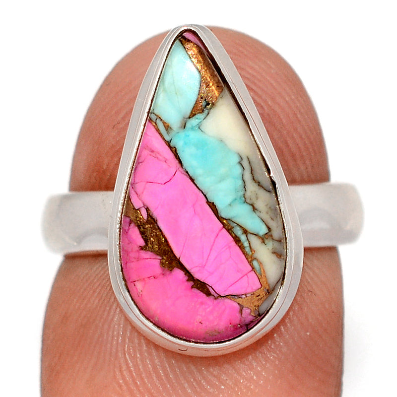 Cotton Candy Dahlia Turquoise Ring - CCTR65