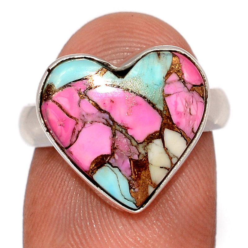 Heart - Cotton Candy Dahlia Turquoise Ring - CCTR73