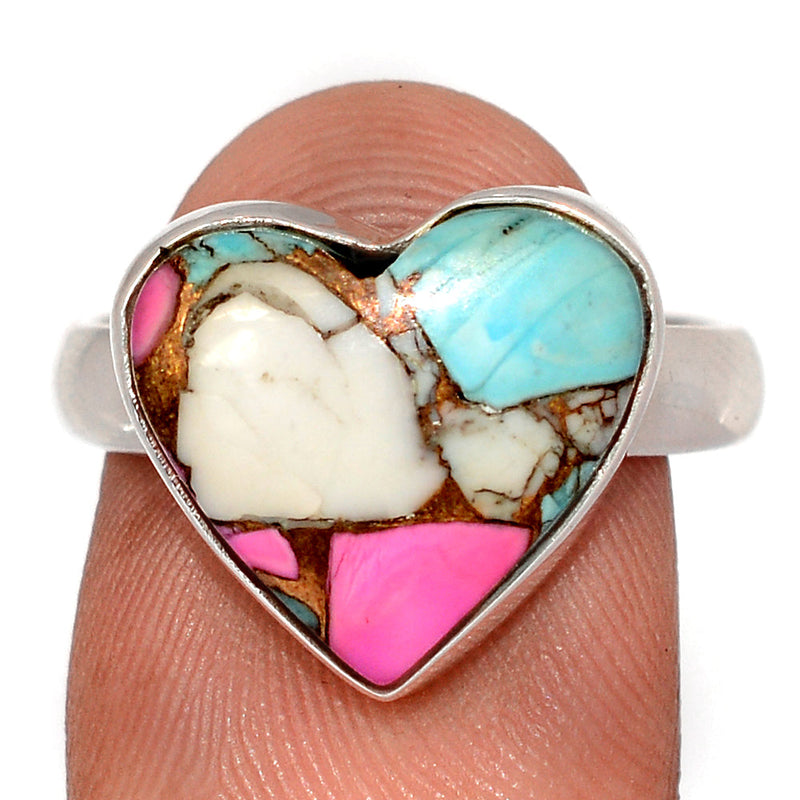 Heart - Cotton Candy Dahlia Turquoise Ring - CCTR80