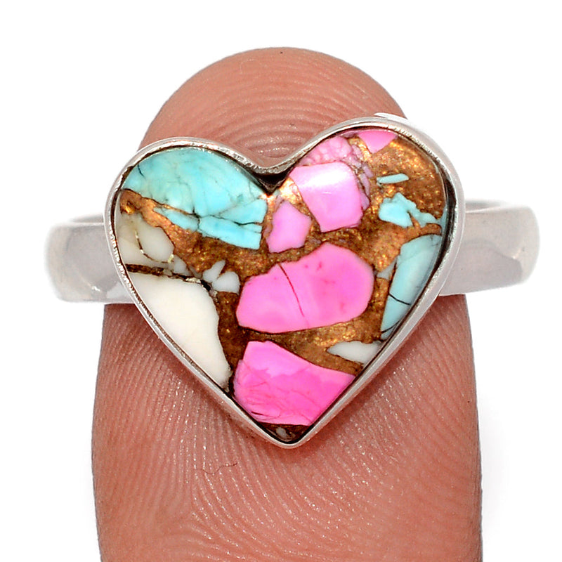 Heart - Cotton Candy Dahlia Turquoise Ring - CCTR86