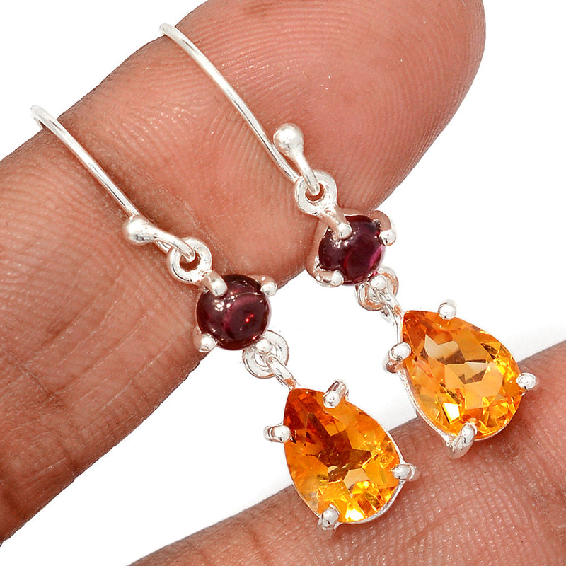 1.5" Claw - Citrine & Garnet Cabochon Earrings - CITE1894