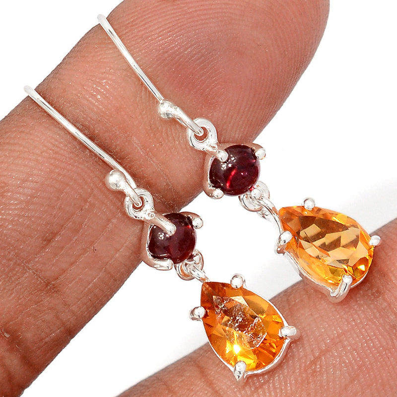 1.5" Claw - Citrine & Garnet Cabochon Earrings - CITE1900