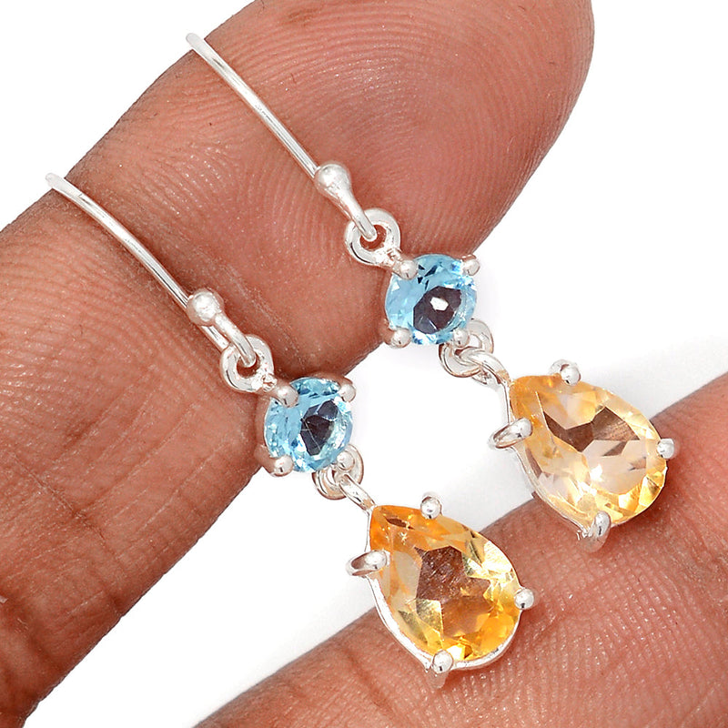 1.5" Claw - Citrine & Blue Topaz Earrings - CITE1904