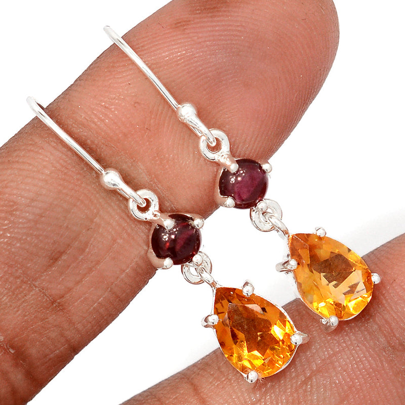 1.5" Claw - Citrine & Garnet Cabochon Earrings - CITE1905