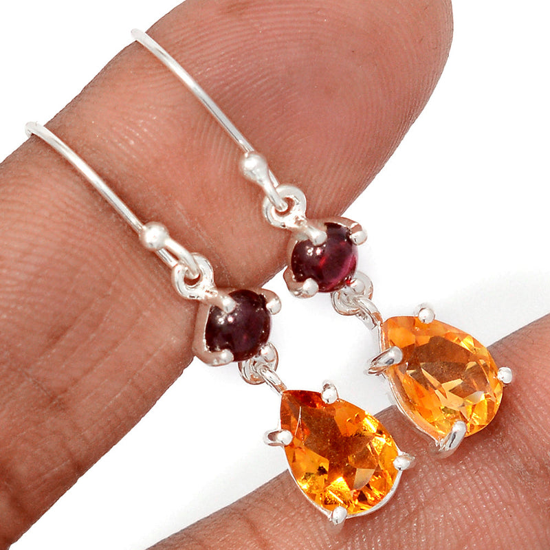 1.5" Claw - Citrine & Garnet Cabochon Earrings - CITE1906