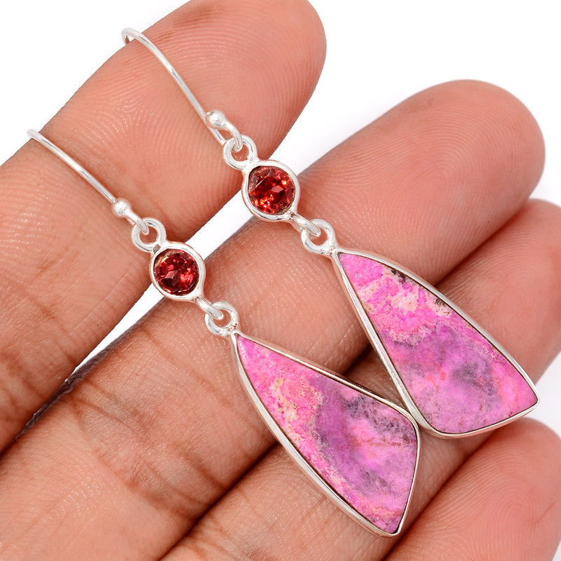 2" Cobalt Cabochon & Garnet Earrings - CLCE10