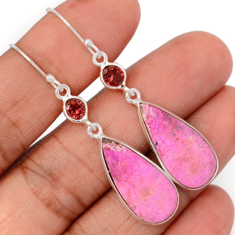 2.1" Cobalt Cabochon & Garnet Earrings - CLCE15