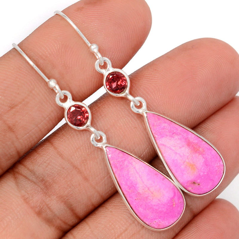2.1" Cobalt Cabochon & Garnet Earrings - CLCE17