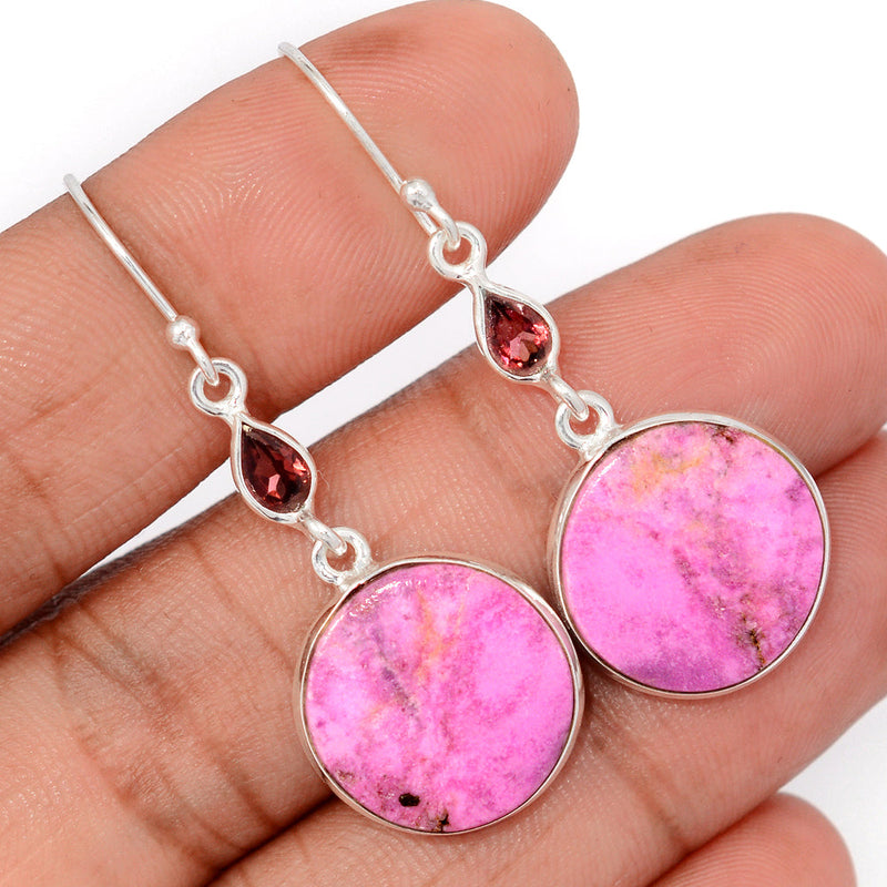 1.8" Cobalt Cabochon & Garnet Earrings - CLCE20