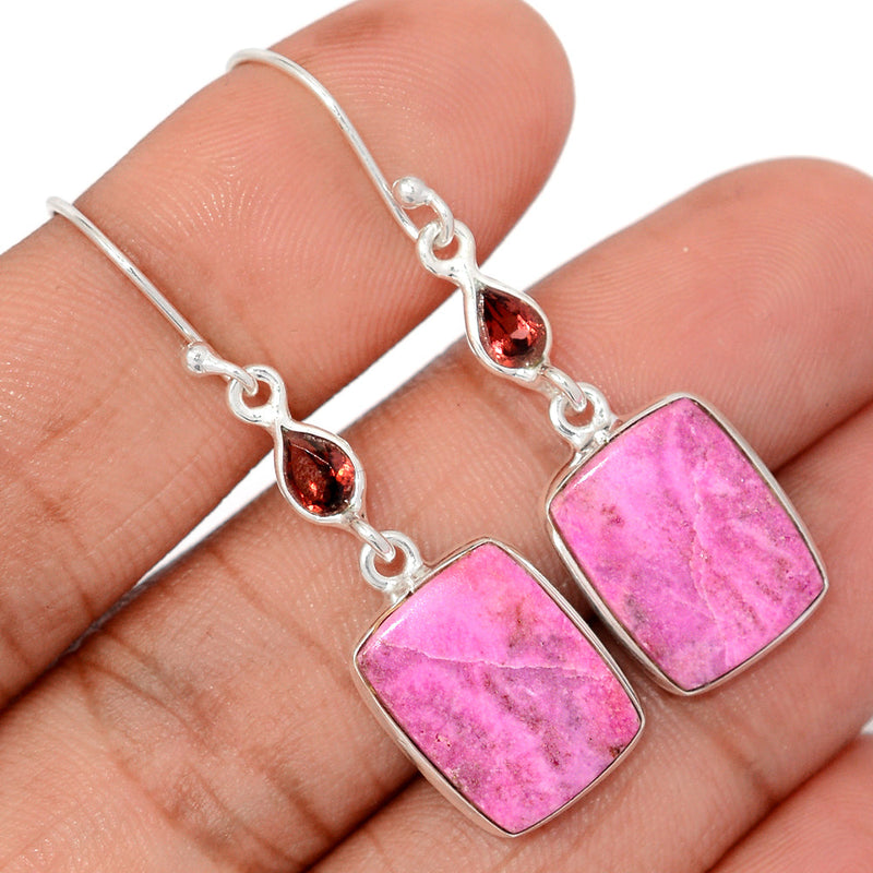 1.8" Cobalt Cabochon & Garnet Earrings - CLCE24