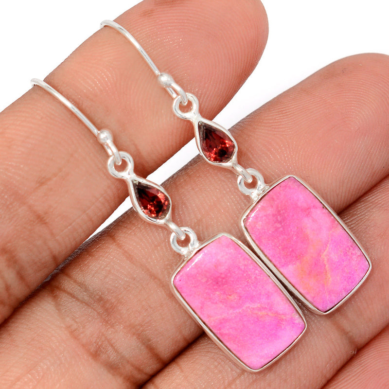 1.8" Cobalt Cabochon & Garnet Earrings - CLCE26