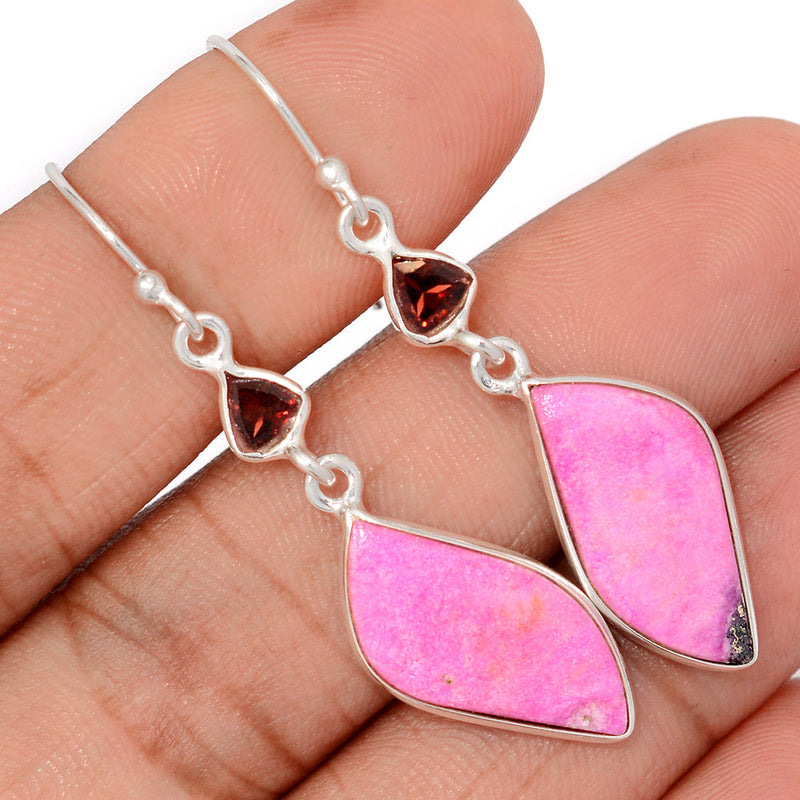 2" Cobalt Cabochon & Garnet Earrings - CLCE29