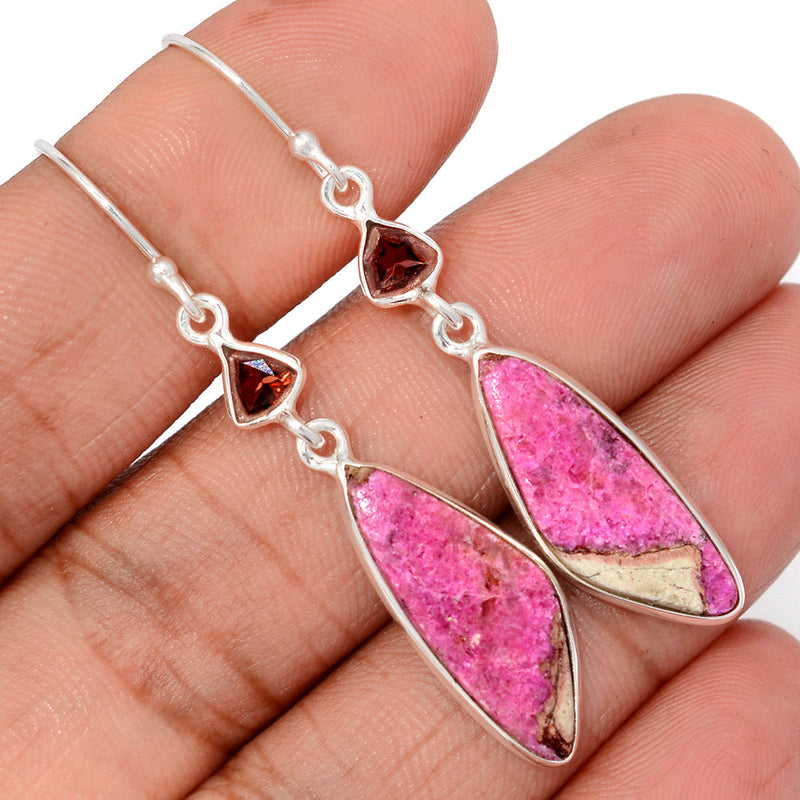 2.1" Cobalt Cabochon & Garnet Earrings - CLCE30