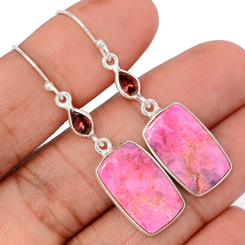 2" Cobalt Cabochon & Garnet Earrings - CLCE33
