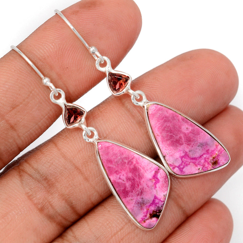 2.1" Cobalt Cabochon & Garnet Earrings - CLCE4