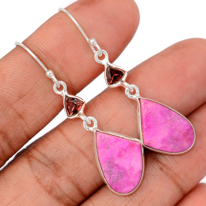 1.8" Cobalt Cabochon & Garnet Earrings - CLCE6
