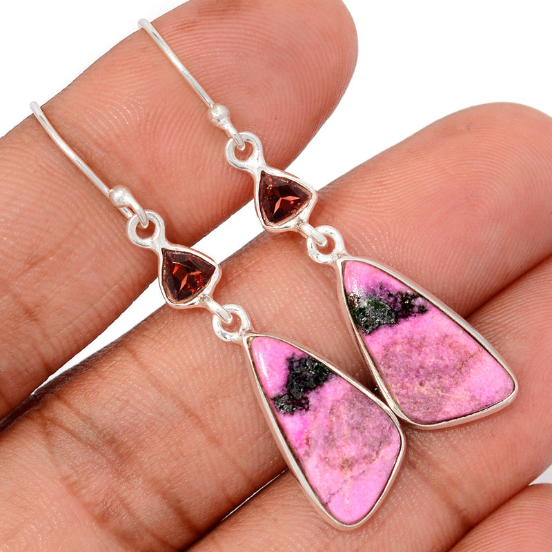 2" Cobalt Cabochon & Garnet Earrings - CLCE9