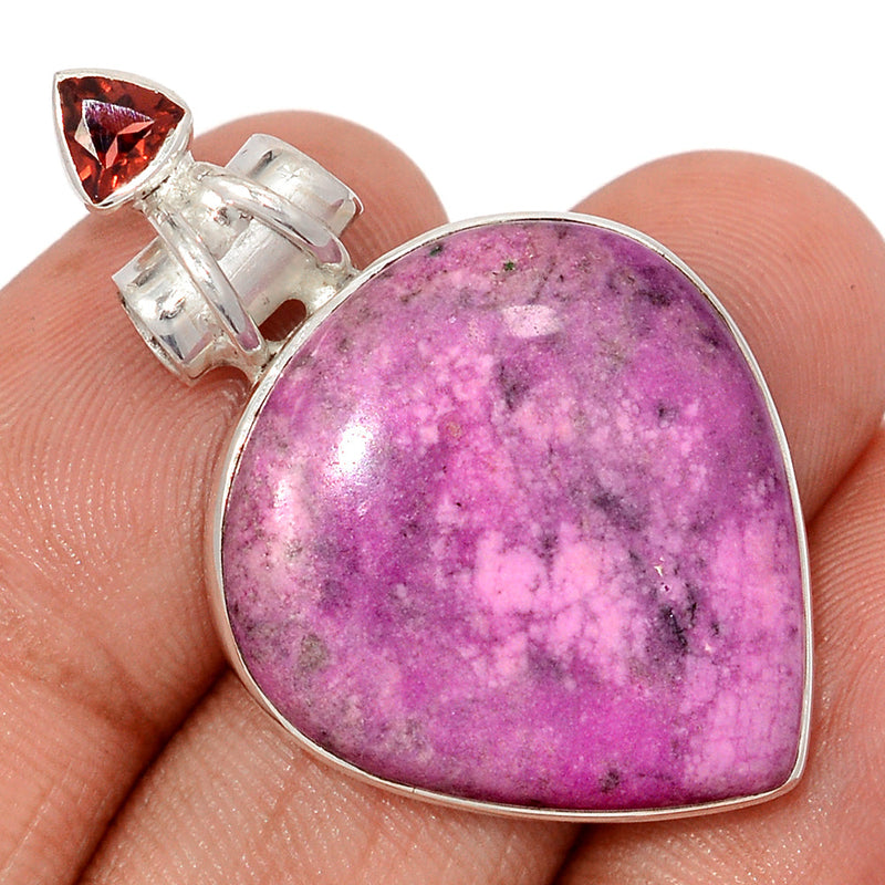 1.6" Cobalt Cabochon & Garnet Faceted Pendants - CLCP110