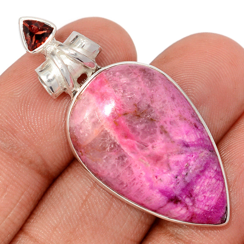 1.8" Cobalt Cabochon & Garnet Faceted Pendants - CLCP112